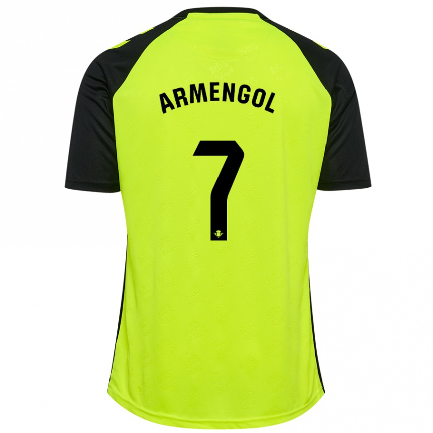 Kids Football Carla Armengol Joaniquet #7 Fluorescent Yellow Black Away Jersey 2024/25 T-Shirt