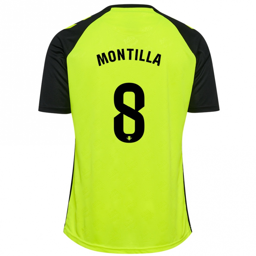 Kids Football Natalia Montilla #8 Fluorescent Yellow Black Away Jersey 2024/25 T-Shirt