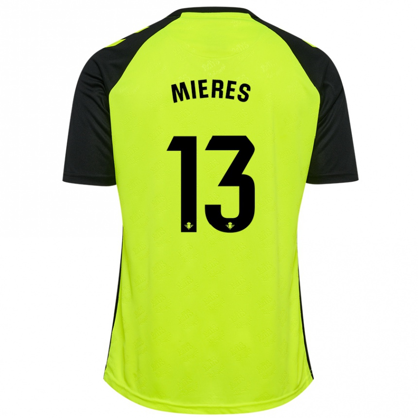 Kids Football Malena Mieres García #13 Fluorescent Yellow Black Away Jersey 2024/25 T-Shirt