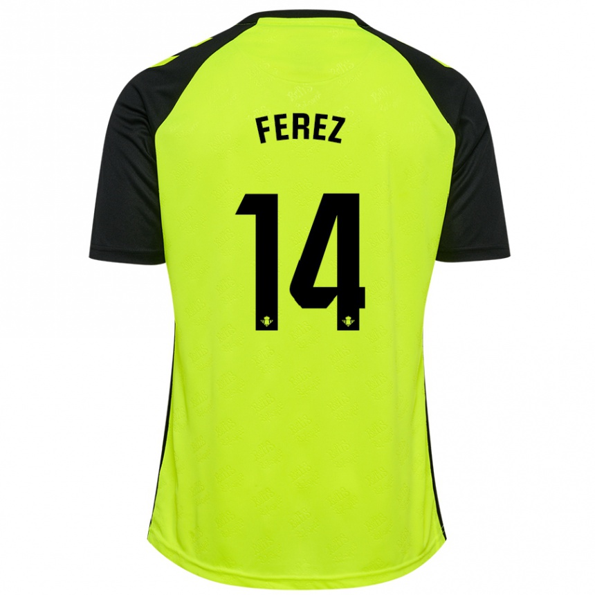 Kids Football Carolina Férez #14 Fluorescent Yellow Black Away Jersey 2024/25 T-Shirt