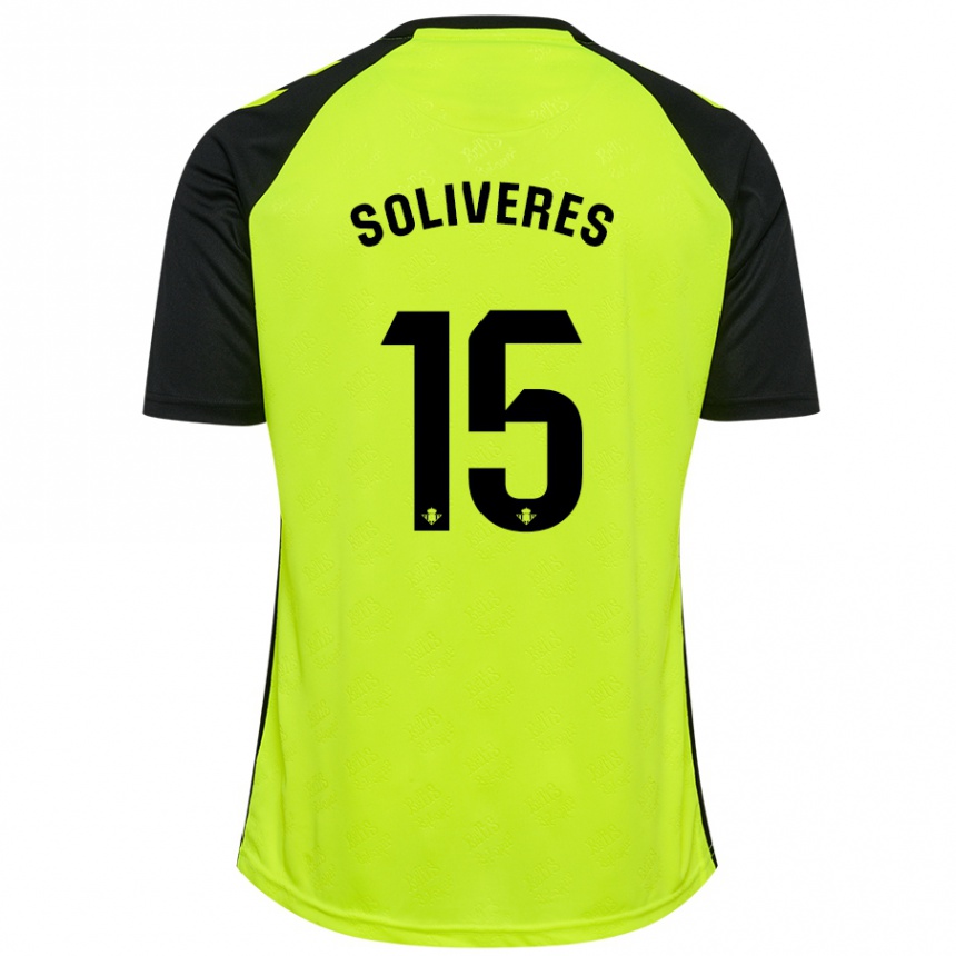 Kids Football Gema Soliveres #15 Fluorescent Yellow Black Away Jersey 2024/25 T-Shirt