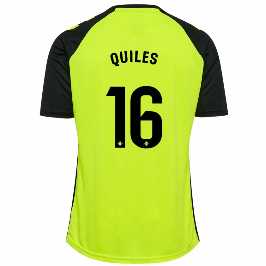 Kids Football Violeta García Quiles #16 Fluorescent Yellow Black Away Jersey 2024/25 T-Shirt