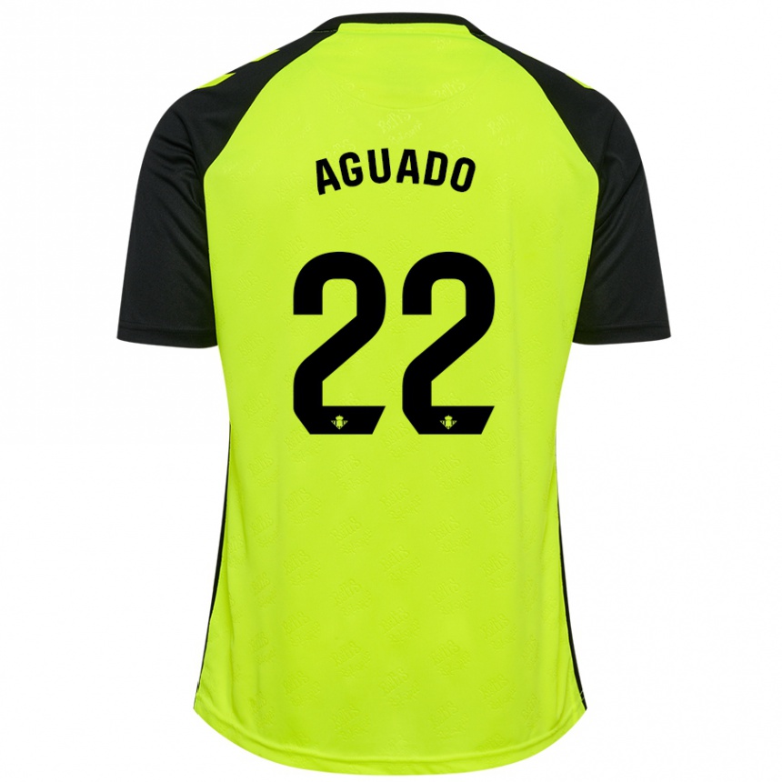 Kids Football Julia Aguado Fernández #22 Fluorescent Yellow Black Away Jersey 2024/25 T-Shirt