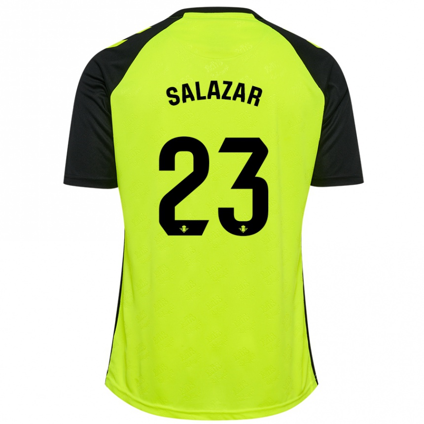 Kids Football Noelia Salazar #23 Fluorescent Yellow Black Away Jersey 2024/25 T-Shirt