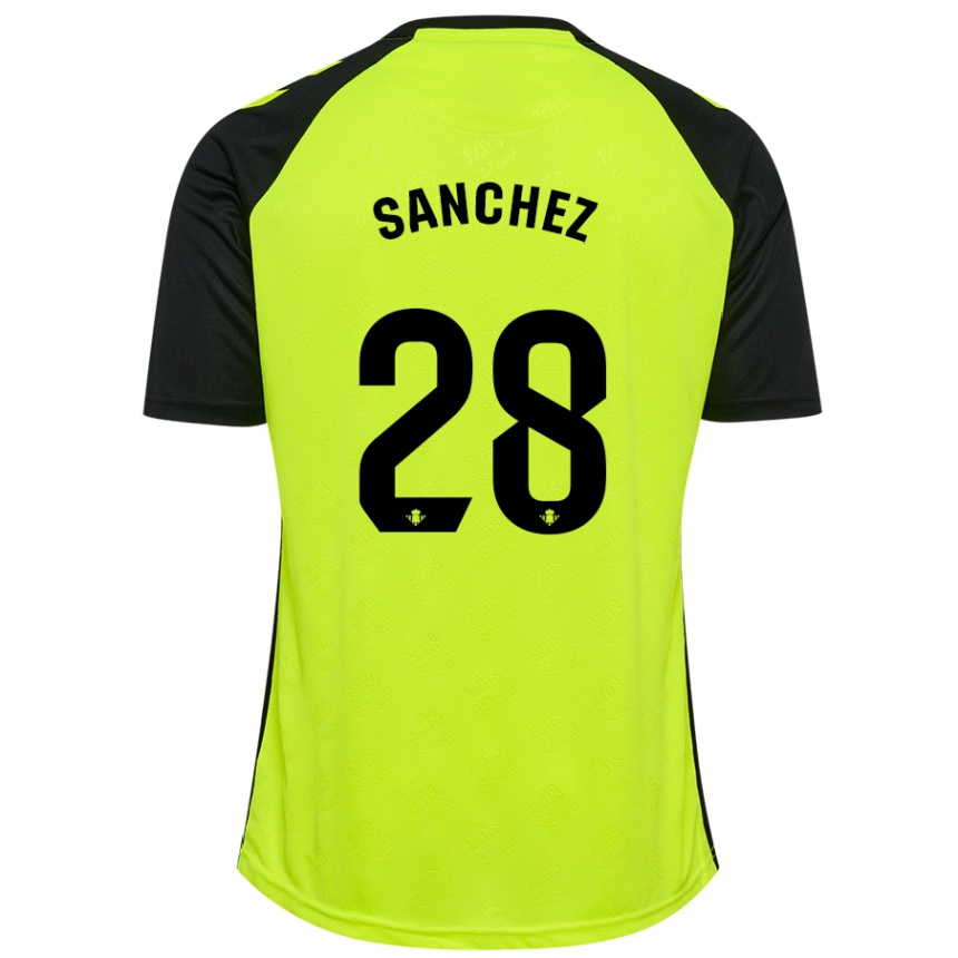 Kids Football Marina Sánchez #28 Fluorescent Yellow Black Away Jersey 2024/25 T-Shirt