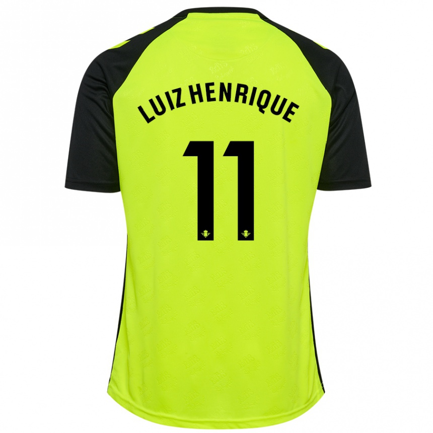 Kids Football Luiz Henrique #11 Fluorescent Yellow Black Away Jersey 2024/25 T-Shirt