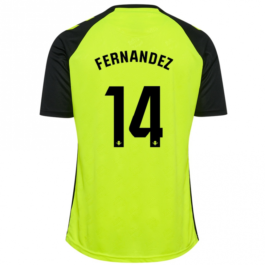 Kids Football Quique Fernández #14 Fluorescent Yellow Black Away Jersey 2024/25 T-Shirt