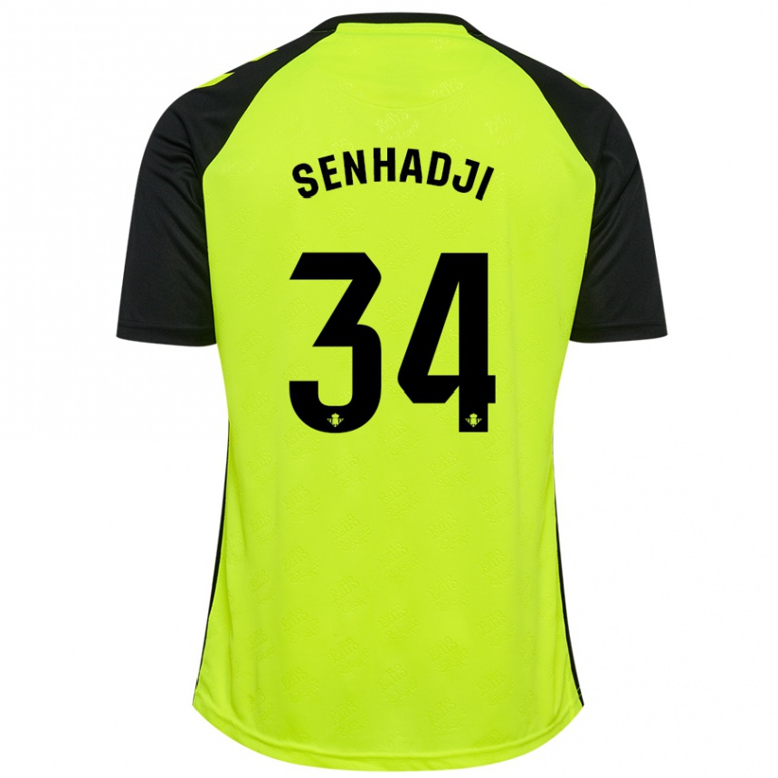 Kids Football Yanis Senhadji #34 Fluorescent Yellow Black Away Jersey 2024/25 T-Shirt