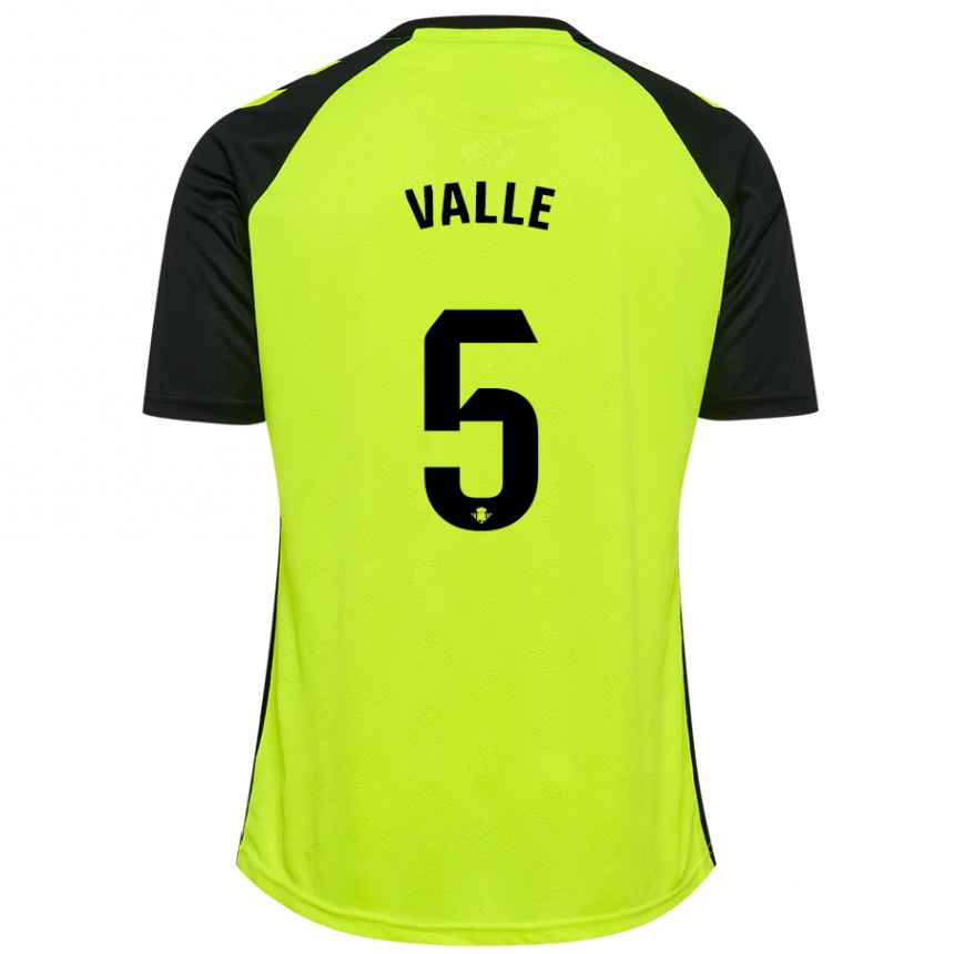 Kids Football María Valle López #5 Fluorescent Yellow Black Away Jersey 2024/25 T-Shirt