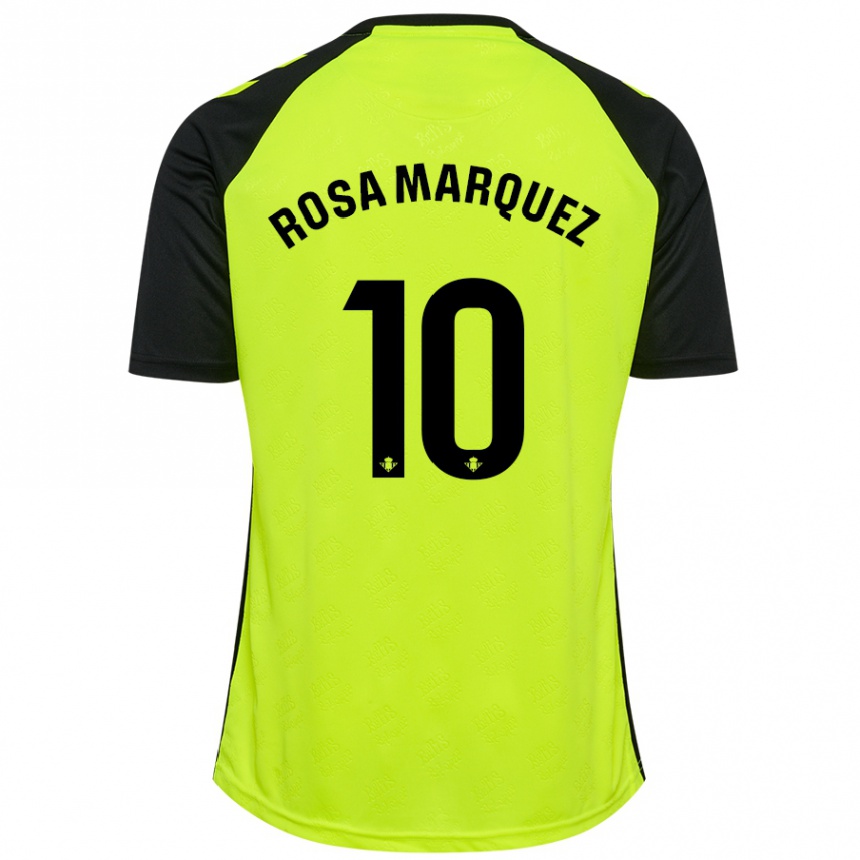 Kids Football Rosa Márquez Baena #10 Fluorescent Yellow Black Away Jersey 2024/25 T-Shirt