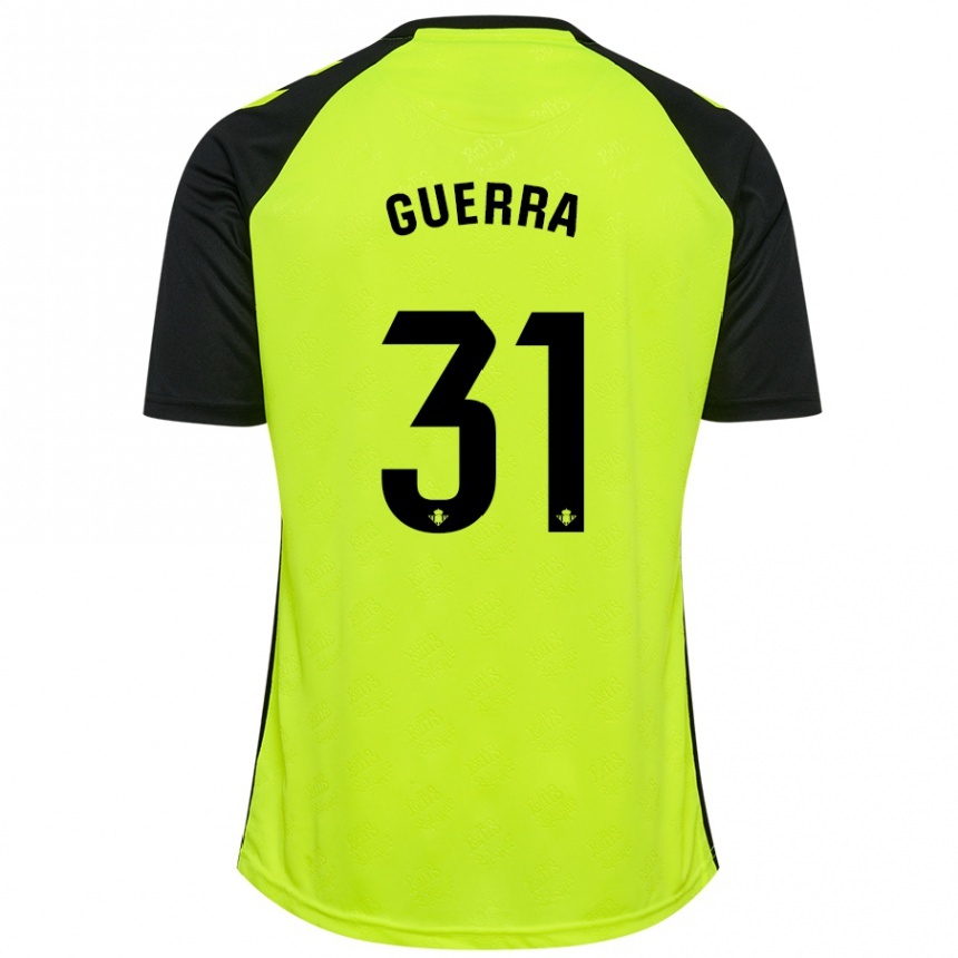 Kids Football Ana Guerra Morcillo #31 Fluorescent Yellow Black Away Jersey 2024/25 T-Shirt