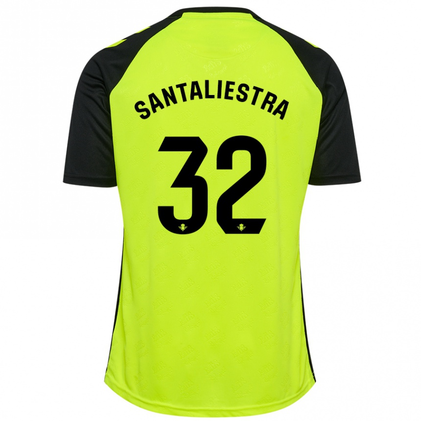 Kids Football Carla Santaliestra #32 Fluorescent Yellow Black Away Jersey 2024/25 T-Shirt