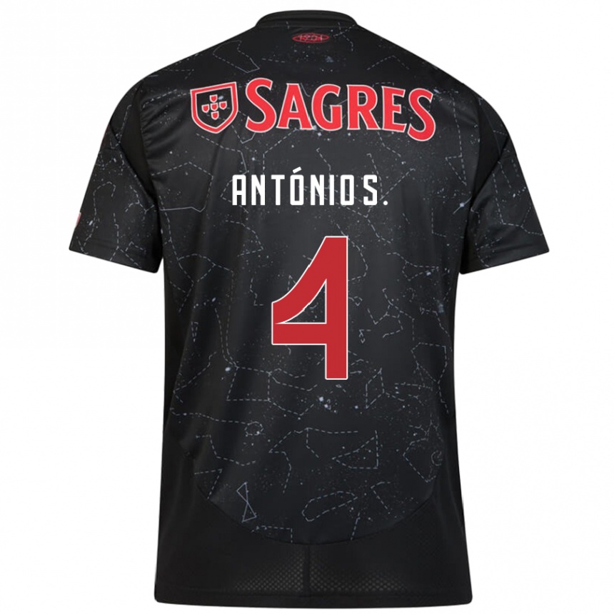 Kids Football António Silva #4 Black Red Away Jersey 2024/25 T-Shirt