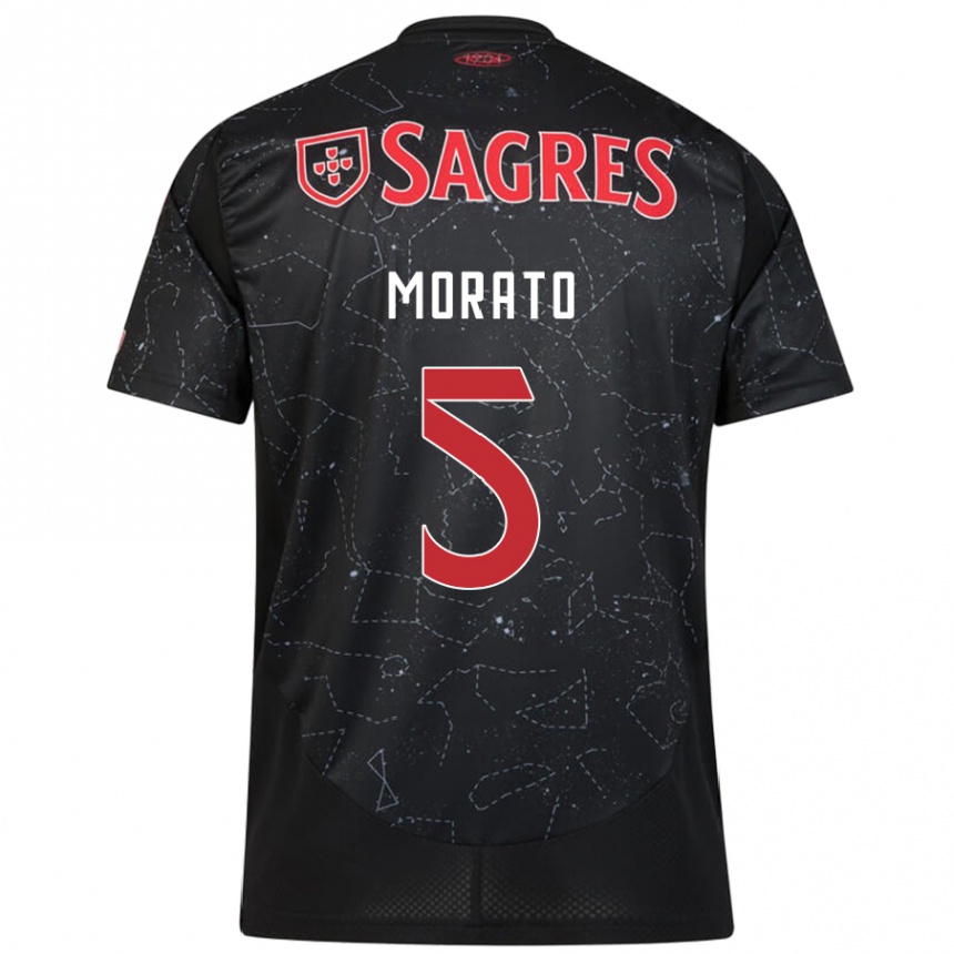 Kids Football Morato #5 Black Red Away Jersey 2024/25 T-Shirt