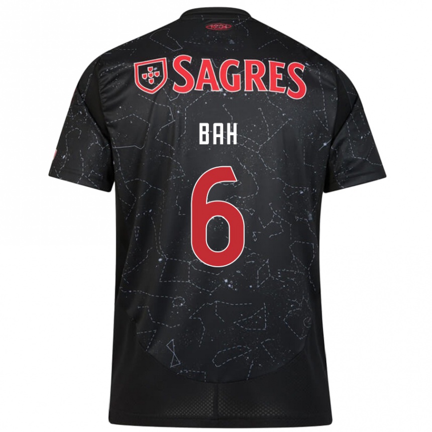 Kids Football Alexander Bah #6 Black Red Away Jersey 2024/25 T-Shirt