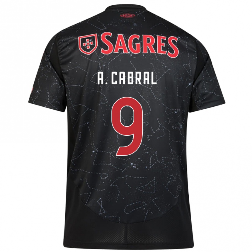 Kids Football Arthur Cabral #9 Black Red Away Jersey 2024/25 T-Shirt