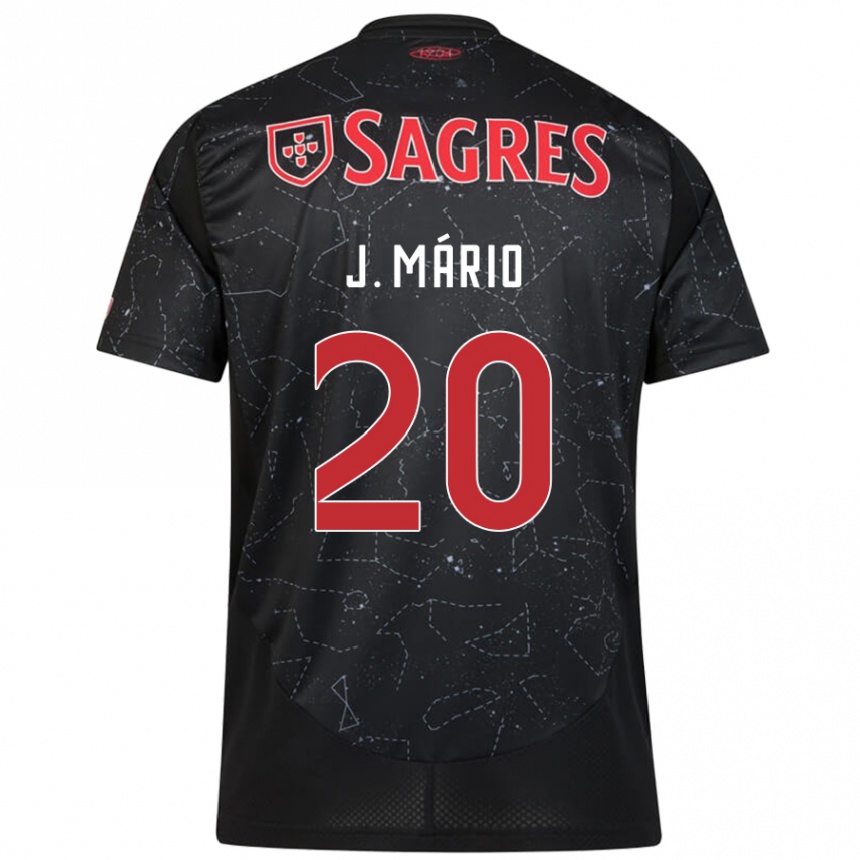 Kids Football João Mário #20 Black Red Away Jersey 2024/25 T-Shirt