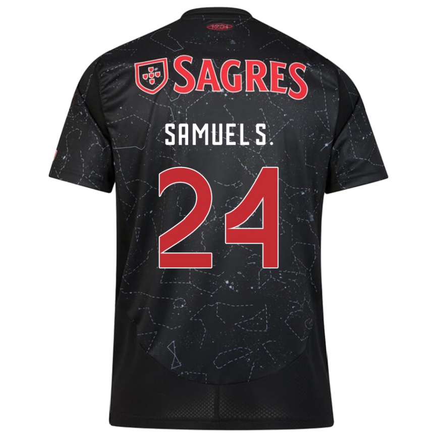 Kids Football Samuel Soares #24 Black Red Away Jersey 2024/25 T-Shirt