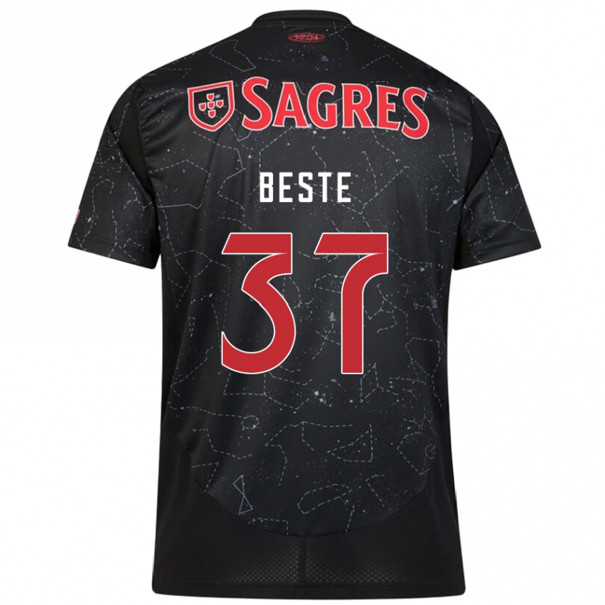 Kids Football Jan-Niklas Beste #37 Black Red Away Jersey 2024/25 T-Shirt