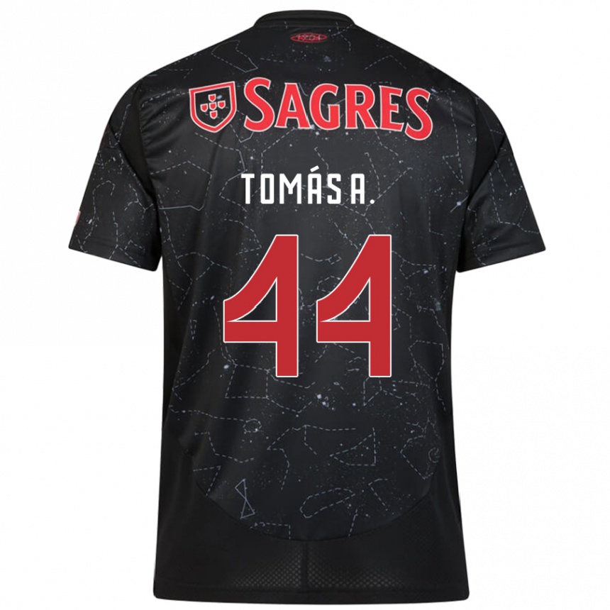 Kids Football Tomás Araújo #44 Black Red Away Jersey 2024/25 T-Shirt