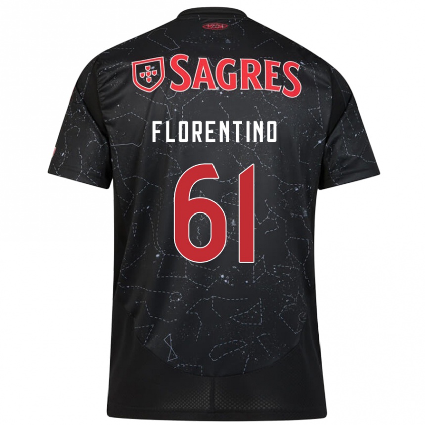 Kids Football Florentino #61 Black Red Away Jersey 2024/25 T-Shirt