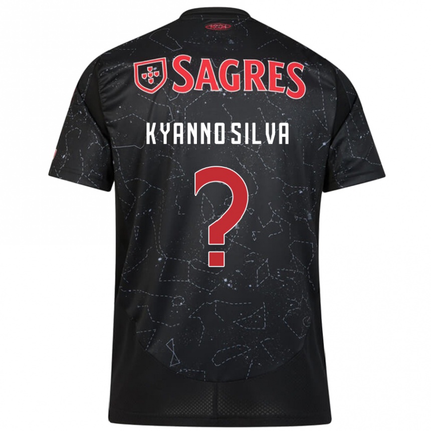 Kids Football Kyanno Silva #0 Black Red Away Jersey 2024/25 T-Shirt