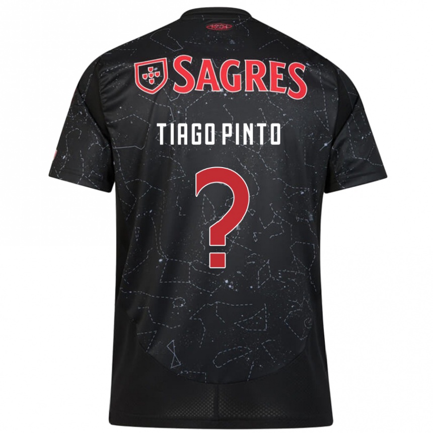 Kids Football Tiago Pinto #0 Black Red Away Jersey 2024/25 T-Shirt