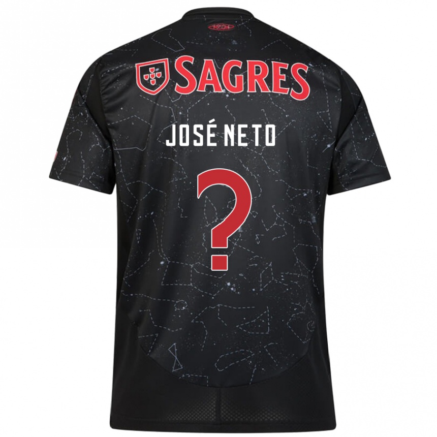 Kids Football José Neto #0 Black Red Away Jersey 2024/25 T-Shirt