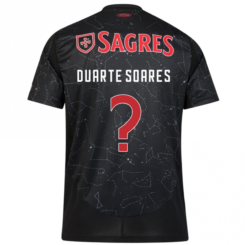 Kids Football Duarte Soares #0 Black Red Away Jersey 2024/25 T-Shirt