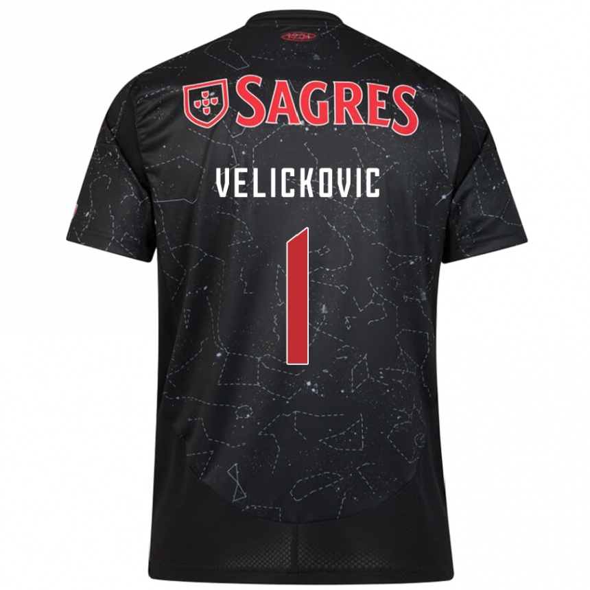 Kids Football Luka Velickovic #1 Black Red Away Jersey 2024/25 T-Shirt