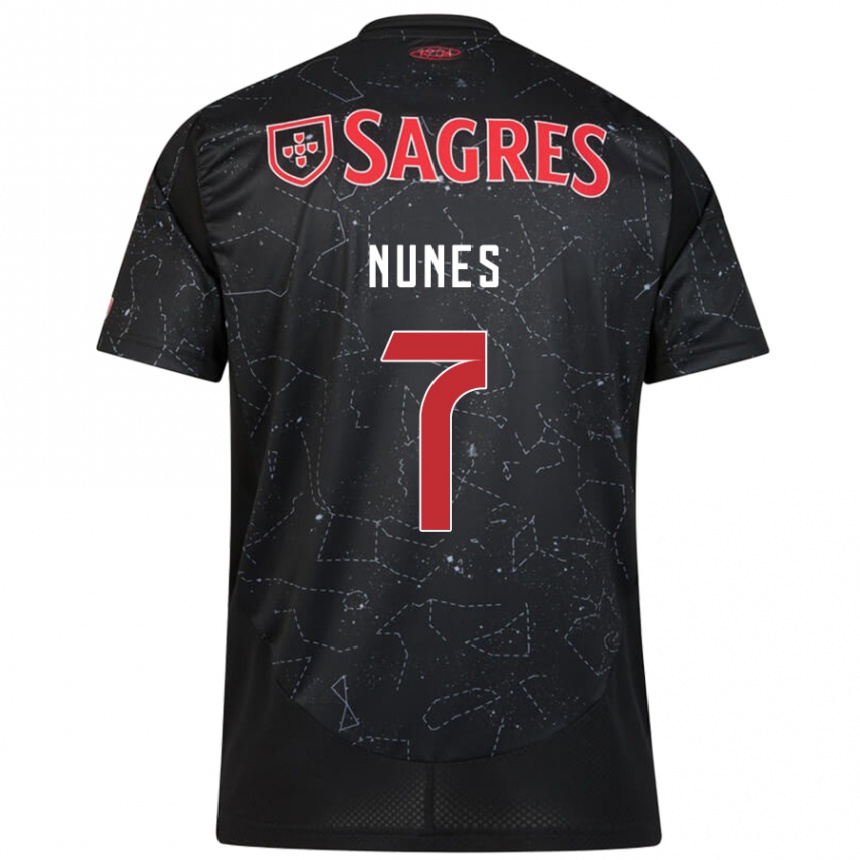 Kids Football Bernardo Nunes #7 Black Red Away Jersey 2024/25 T-Shirt