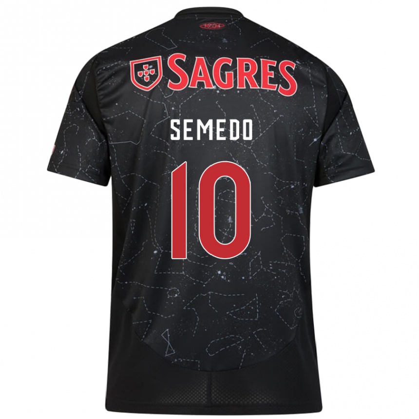 Kids Football Andreson Semedo #10 Black Red Away Jersey 2024/25 T-Shirt