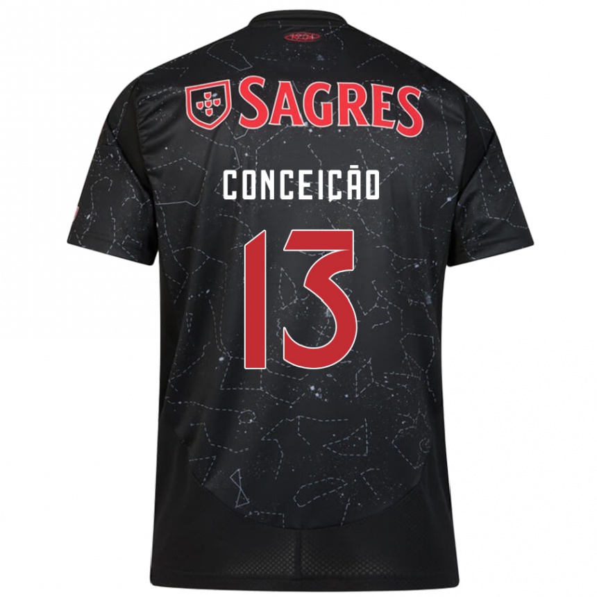 Kids Football João Conceição #13 Black Red Away Jersey 2024/25 T-Shirt