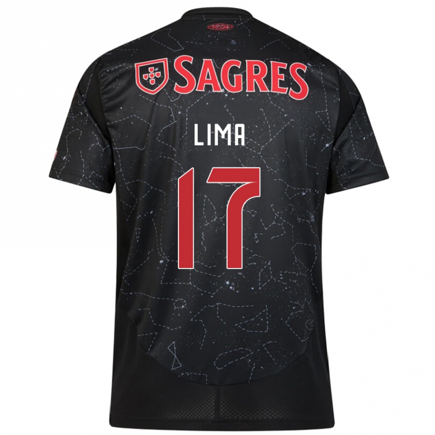 Kids Football Ivan Lima #17 Black Red Away Jersey 2024/25 T-Shirt