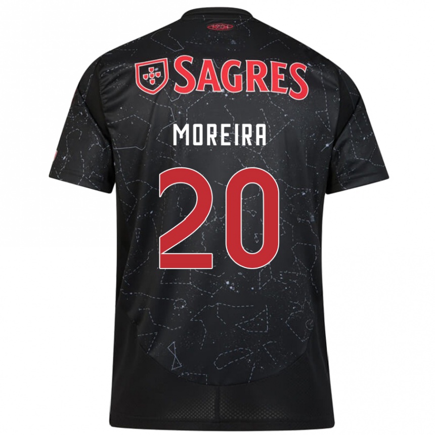 Kids Football André Moreira #20 Black Red Away Jersey 2024/25 T-Shirt