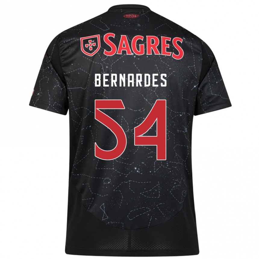 Kids Football Bernardes #54 Black Red Away Jersey 2024/25 T-Shirt