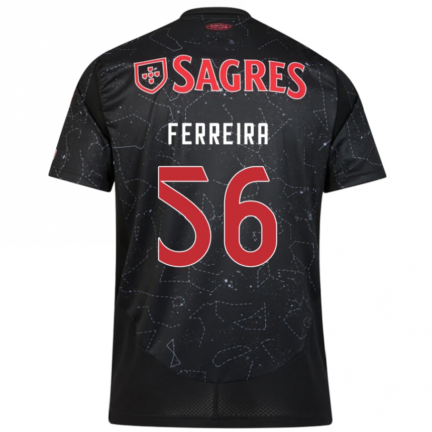 Kids Football Martim Ferreira #56 Black Red Away Jersey 2024/25 T-Shirt