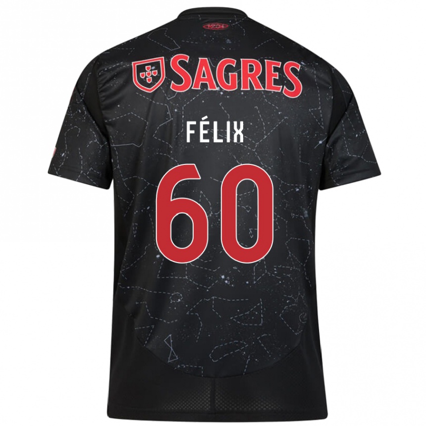 Kids Football Nuno Félix #60 Black Red Away Jersey 2024/25 T-Shirt