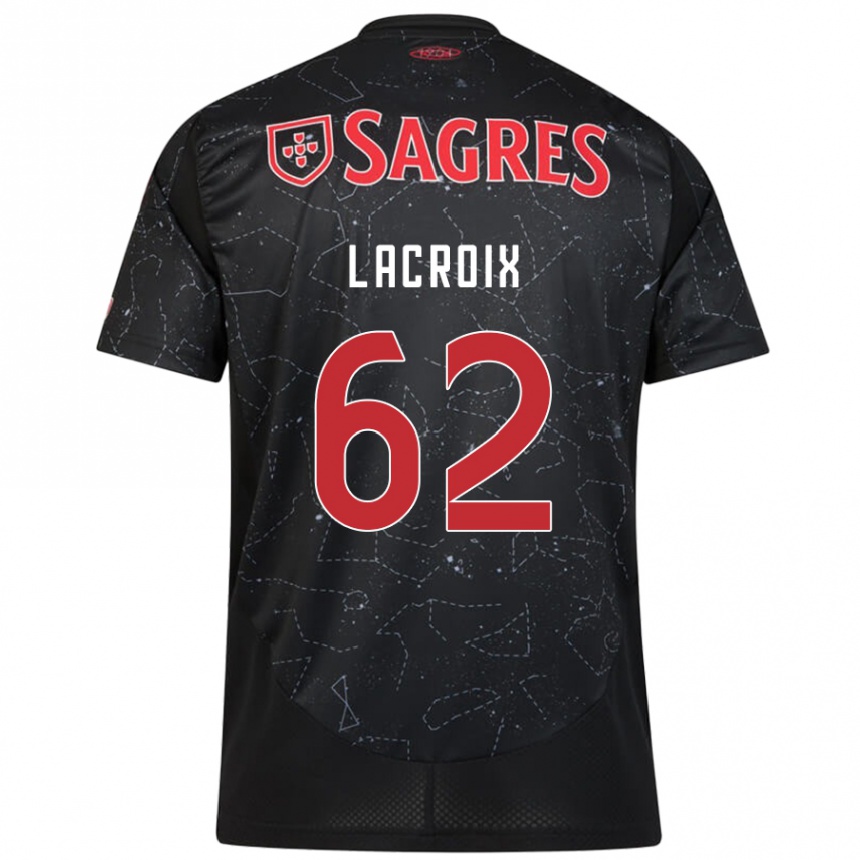 Kids Football Lenny Lacroix #62 Black Red Away Jersey 2024/25 T-Shirt