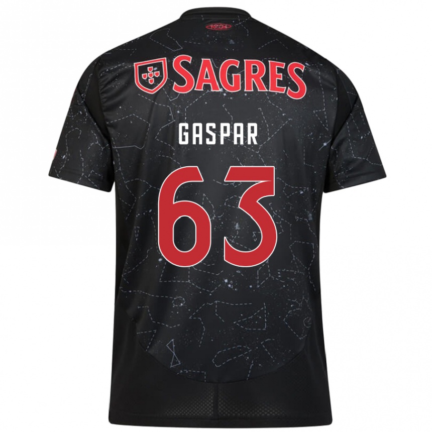 Kids Football Guilherme Gaspar #63 Black Red Away Jersey 2024/25 T-Shirt