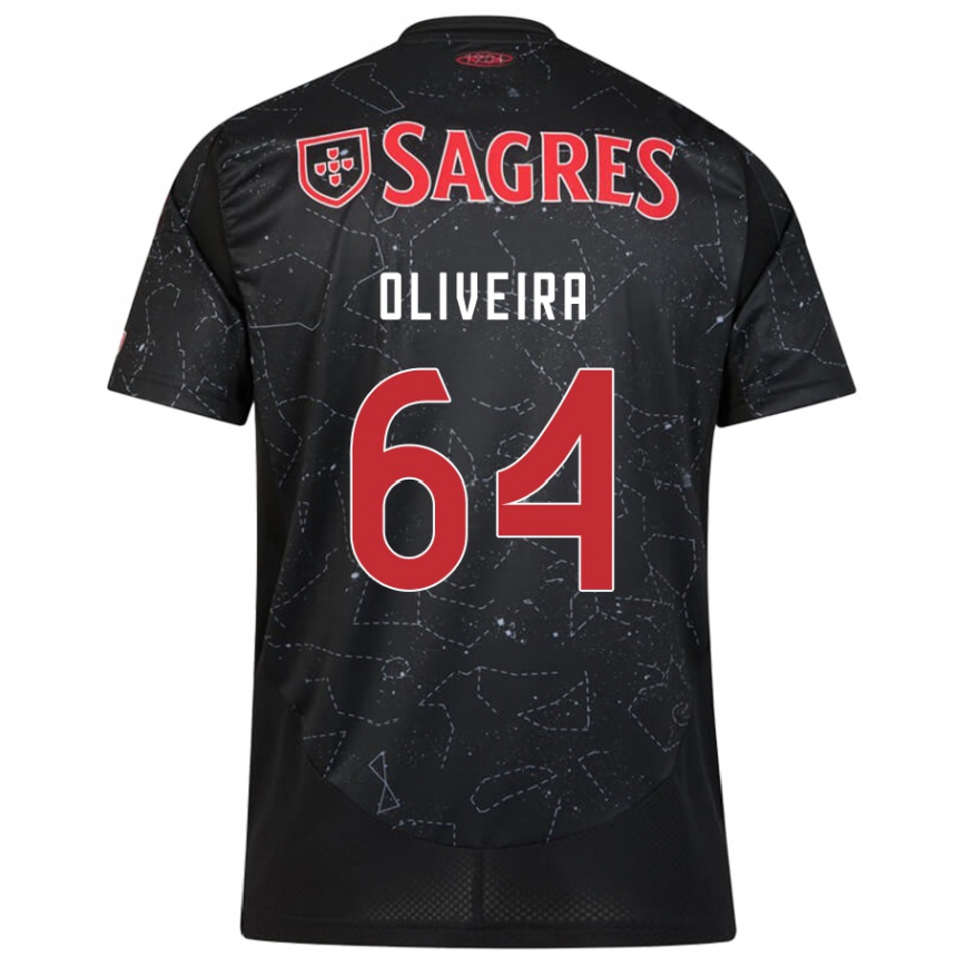 Kids Football Gonçalo Oliveira #64 Black Red Away Jersey 2024/25 T-Shirt