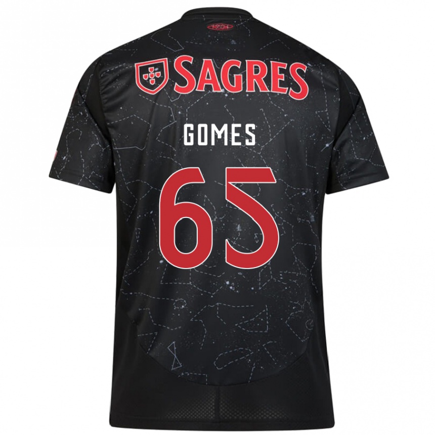 Kids Football André Gomes #65 Black Red Away Jersey 2024/25 T-Shirt