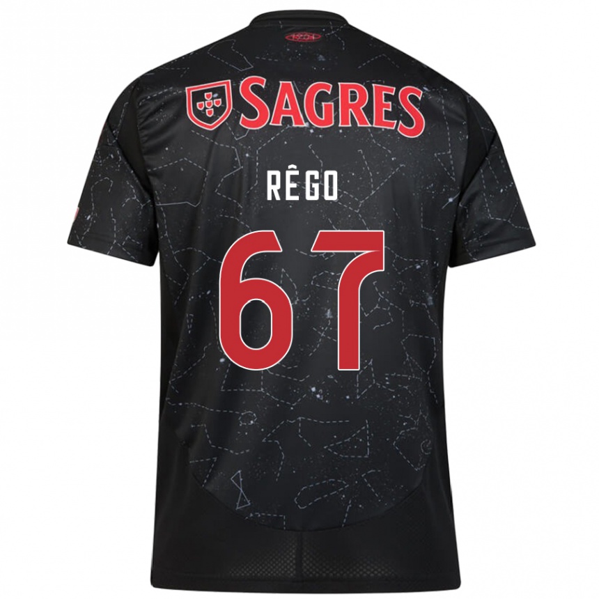 Kids Football Rodrigo Rêgo #67 Black Red Away Jersey 2024/25 T-Shirt