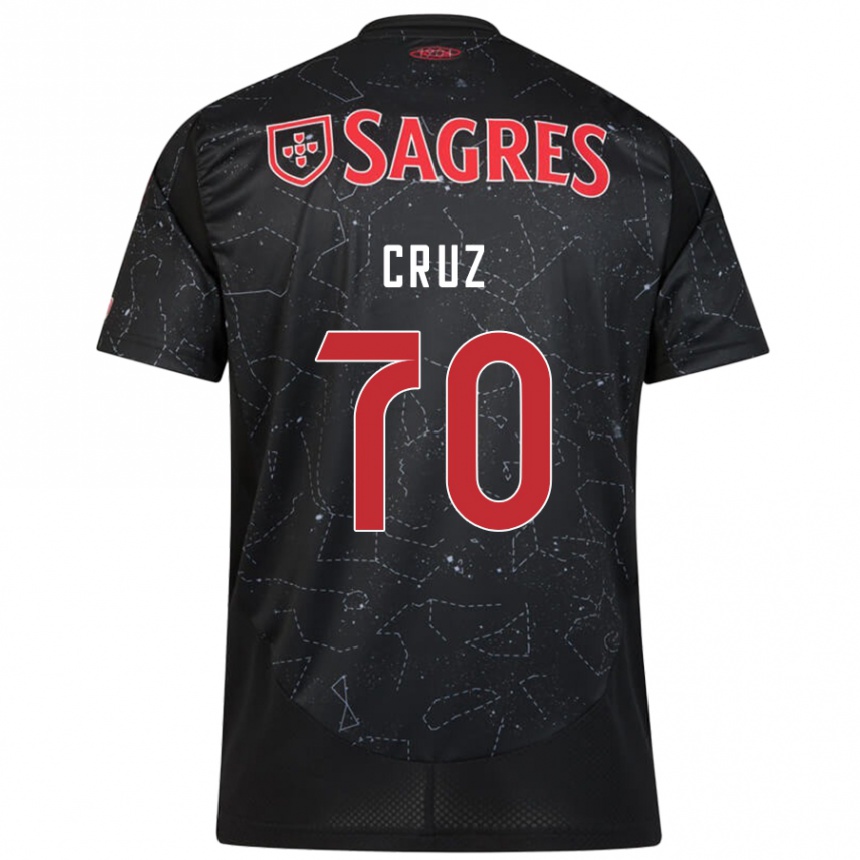 Kids Football Filipe Cruz #70 Black Red Away Jersey 2024/25 T-Shirt