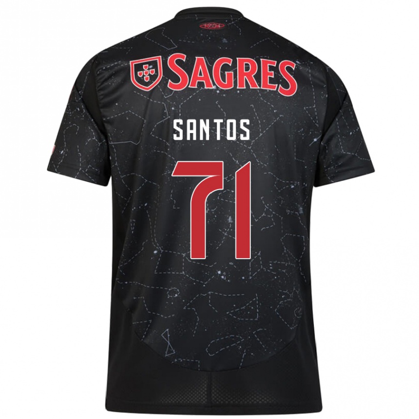 Kids Football Leandro Santos #71 Black Red Away Jersey 2024/25 T-Shirt