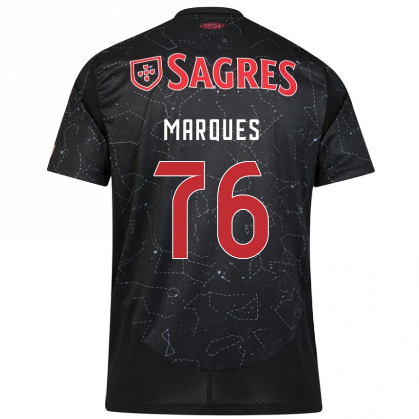 Kids Football Gustavo Marques #76 Black Red Away Jersey 2024/25 T-Shirt