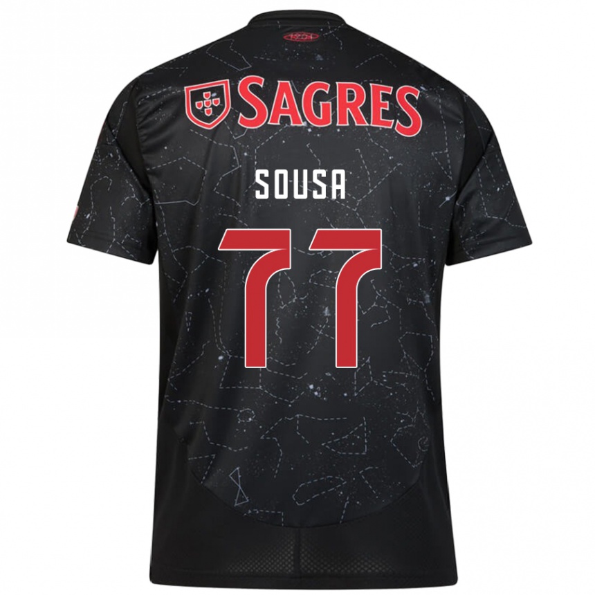 Kids Football Gerson Sousa #77 Black Red Away Jersey 2024/25 T-Shirt