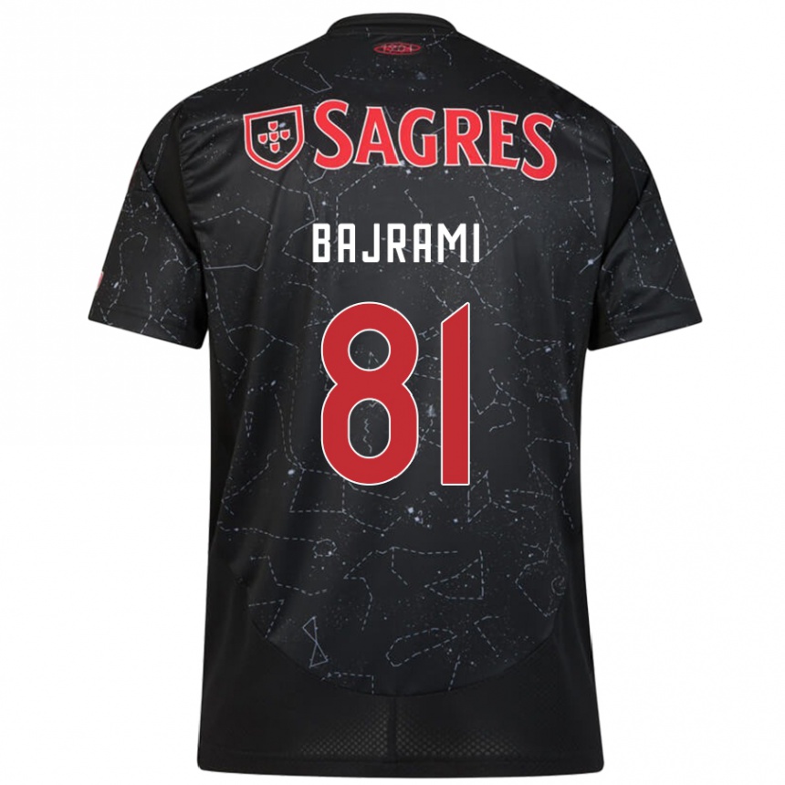 Kids Football Adrian Bajrami #81 Black Red Away Jersey 2024/25 T-Shirt