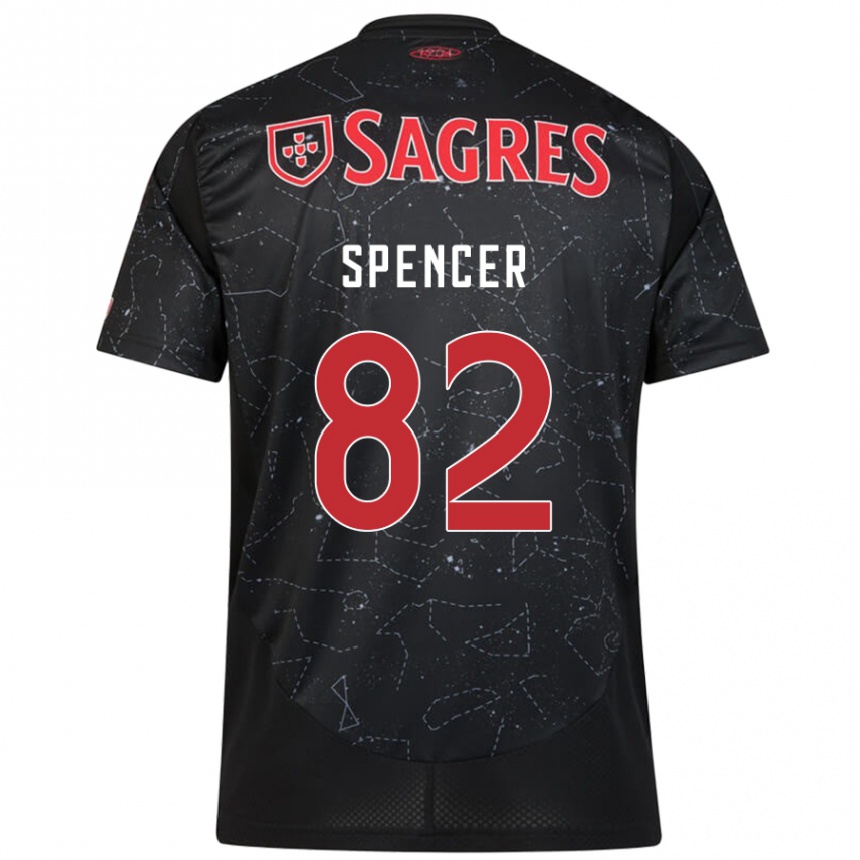 Kids Football Diogo Spencer #82 Black Red Away Jersey 2024/25 T-Shirt