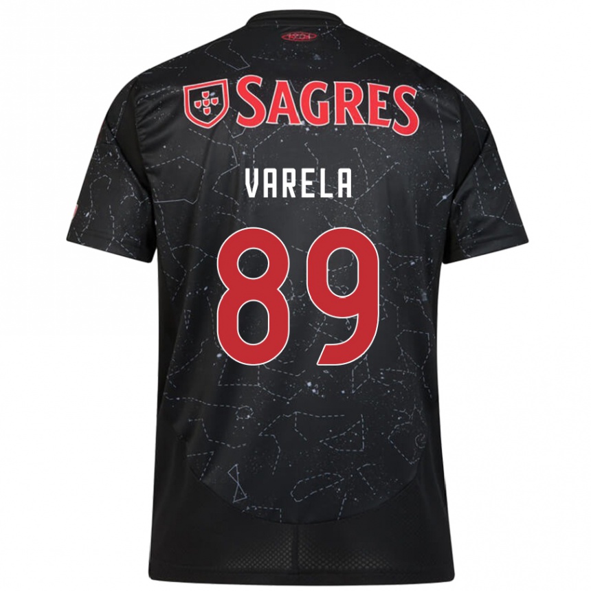 Kids Football Gustavo Varela #89 Black Red Away Jersey 2024/25 T-Shirt